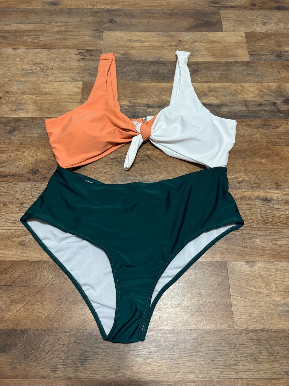 Color Block One Piece Swimsuit Women’s 2XL Asymmetrical Cutout Bathing Suit